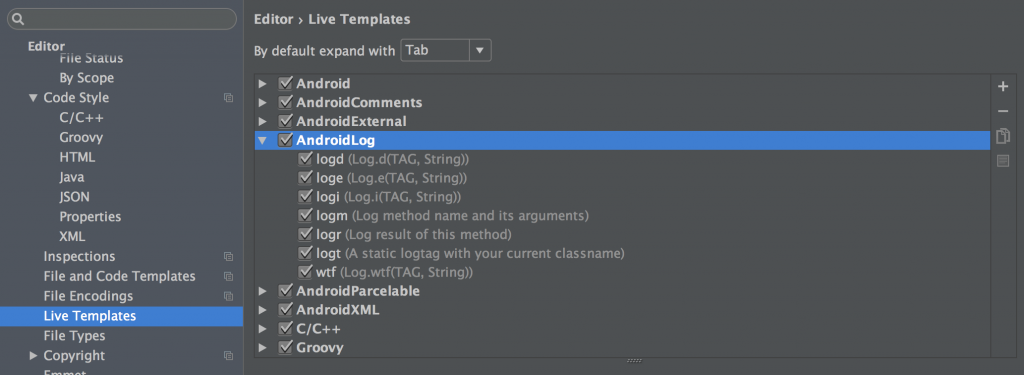 Live Templates in Android Studio 1.3
