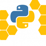 Hexagons surround the Python logo