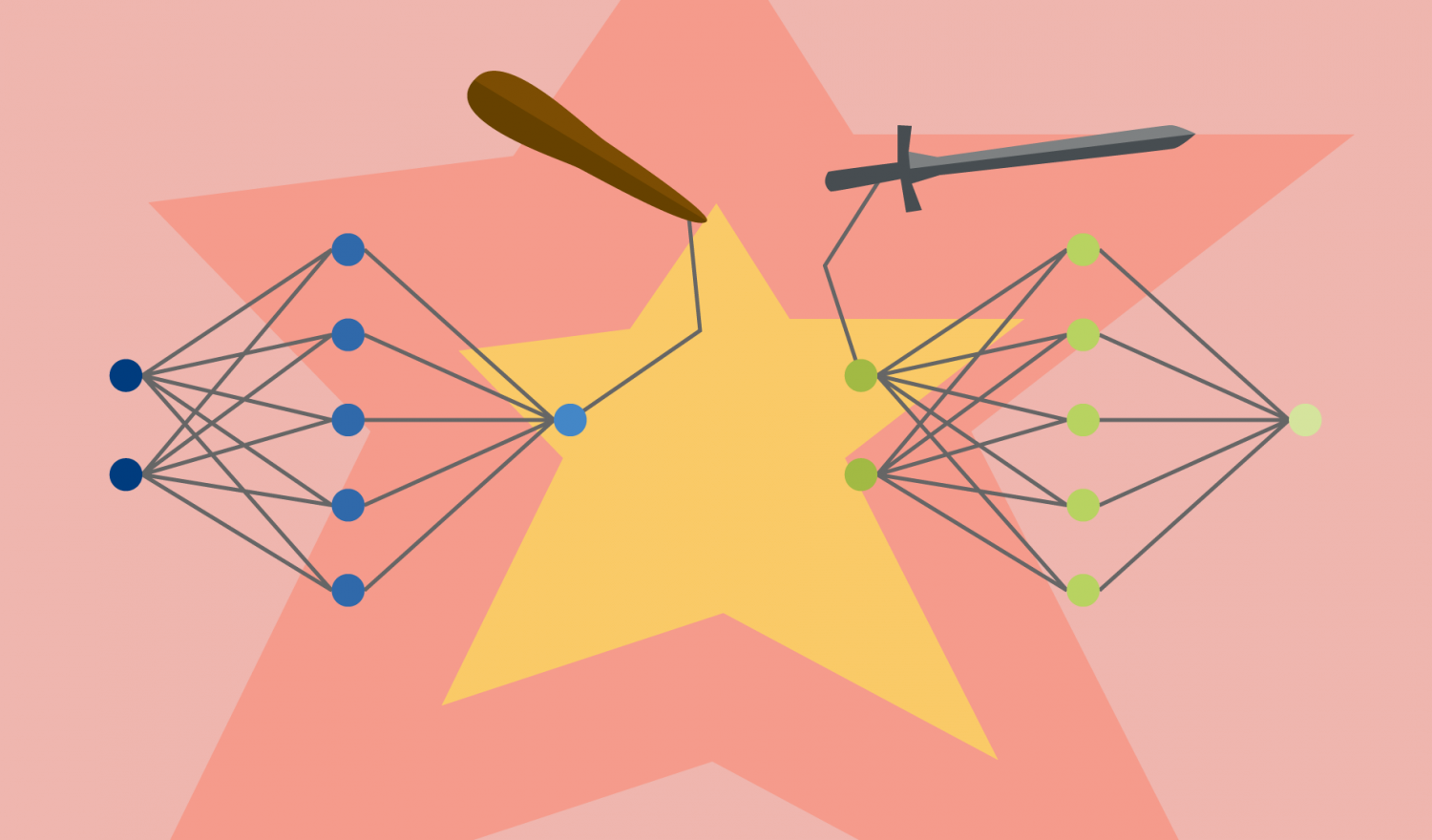 Two Neural Nets fighting with club and sword