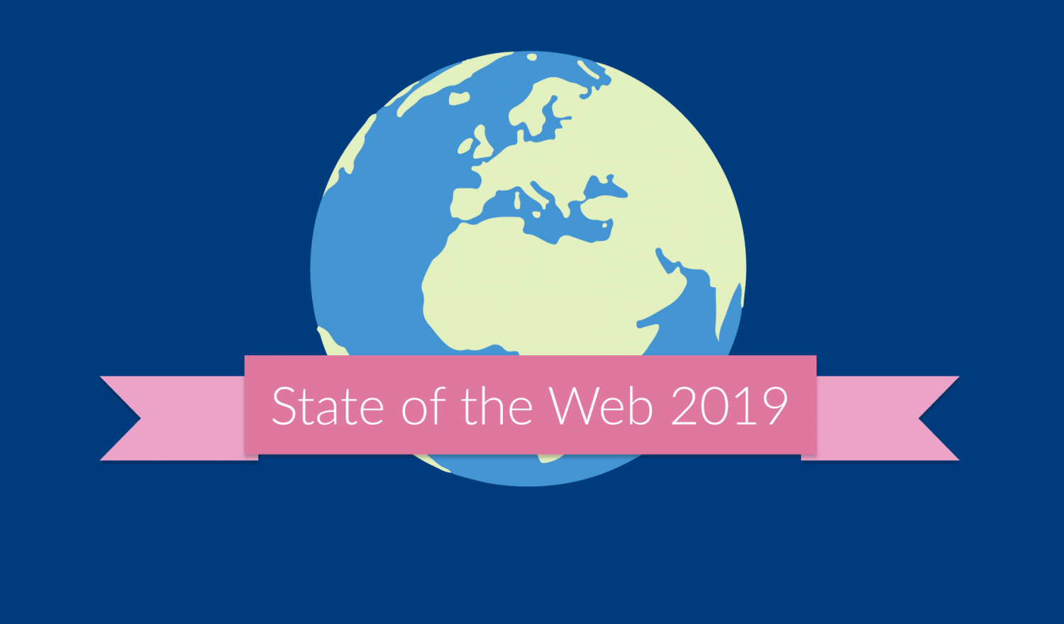 State of the Web on a pink ribbon in front of the globe