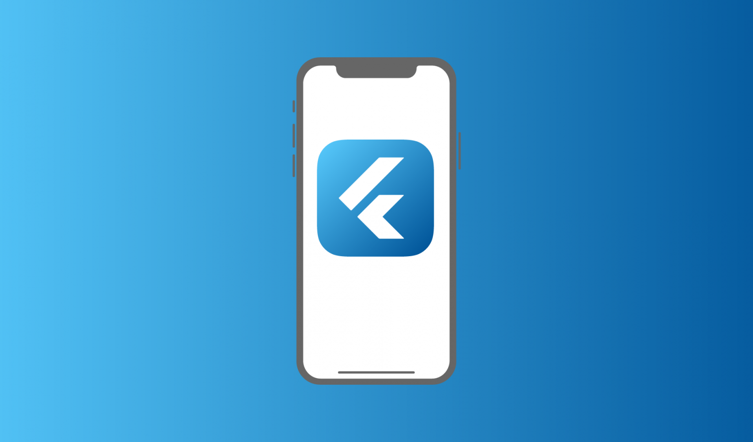 An iPhone X with a Flutter app icon
