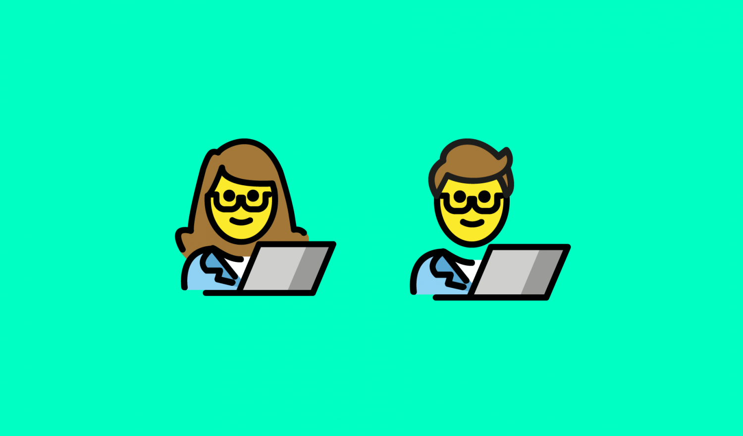 Woman and man on a laptop emoji