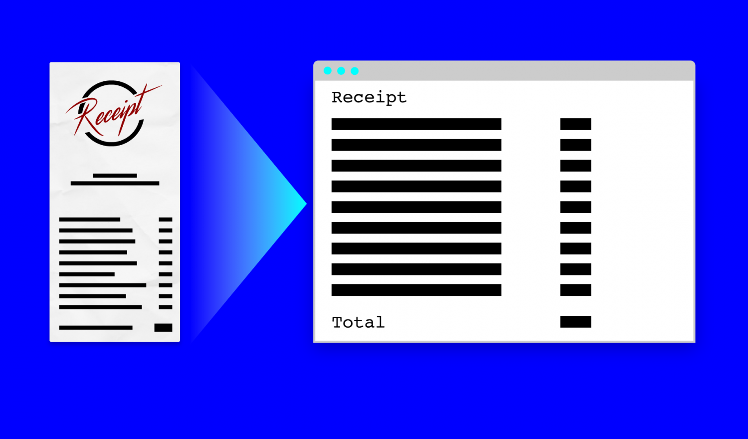 A receipt is digitized using computer vision