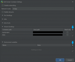 Picture of Docker container settings