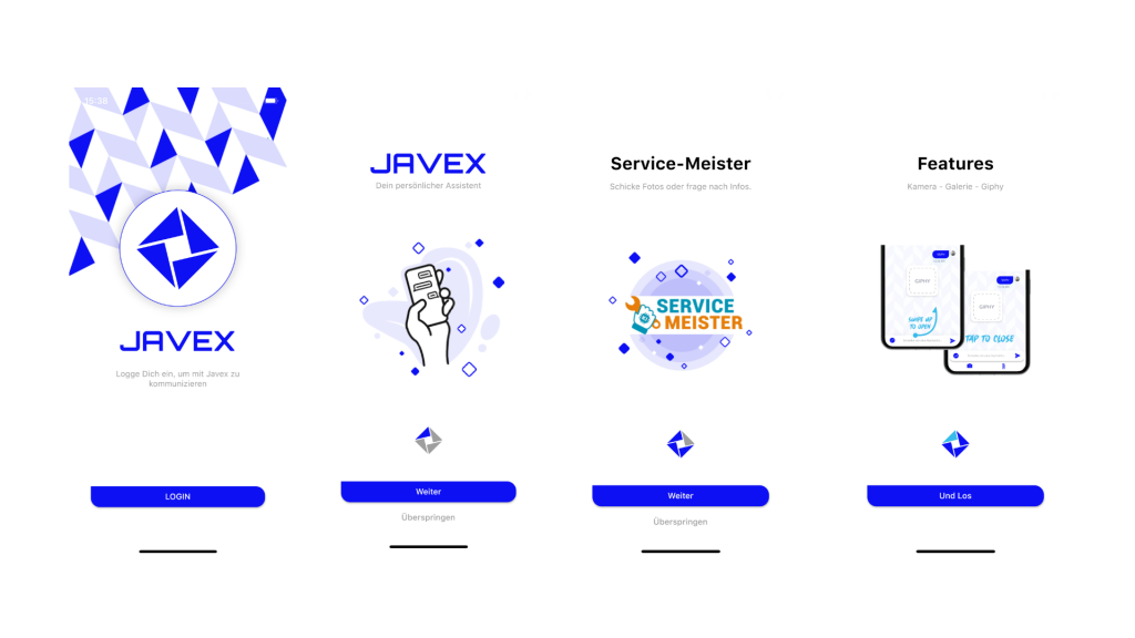 example screenshots of the Javex chatbot