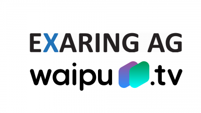 Die Logos der Exaring AG und von waipu.tv
