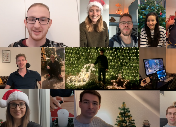 Collage von inovex Mitarbeiter:innen in Weihnachtsstimmung