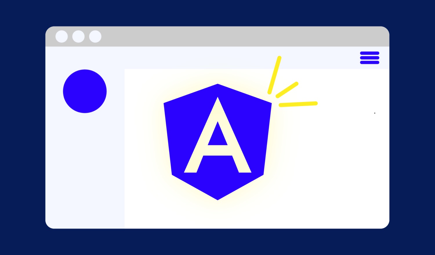 A website with a shiny angular logo