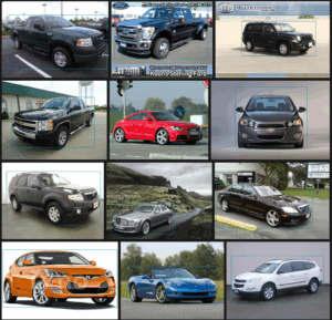 A collection of images from the Stanford Cars dataset