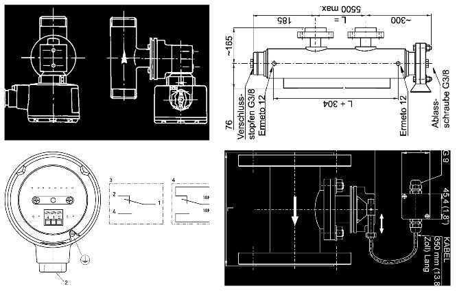 four engineering drawings 