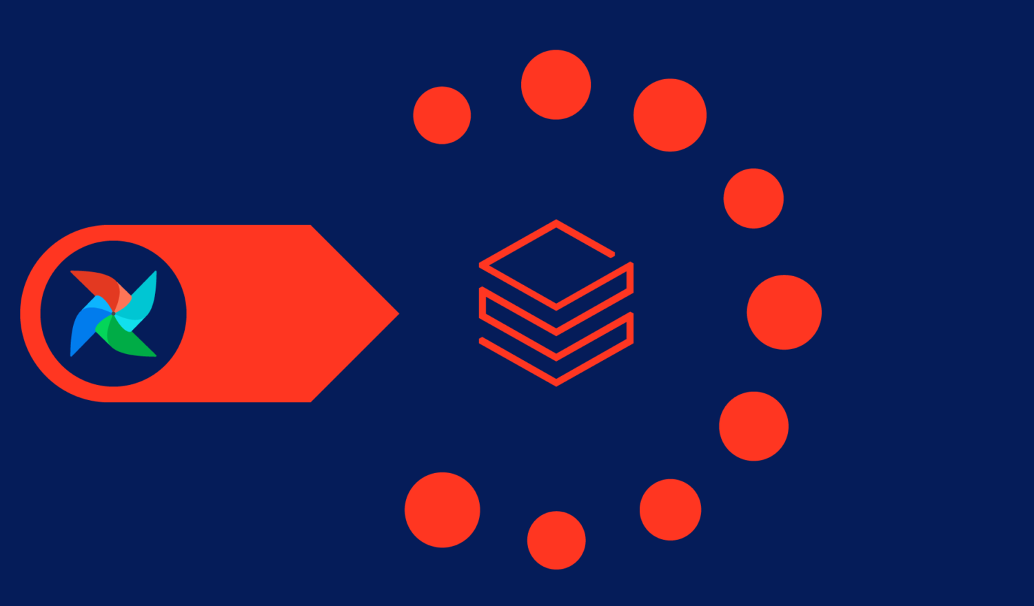 Abstract Illustration of Airflow Managing the Databricks Platform