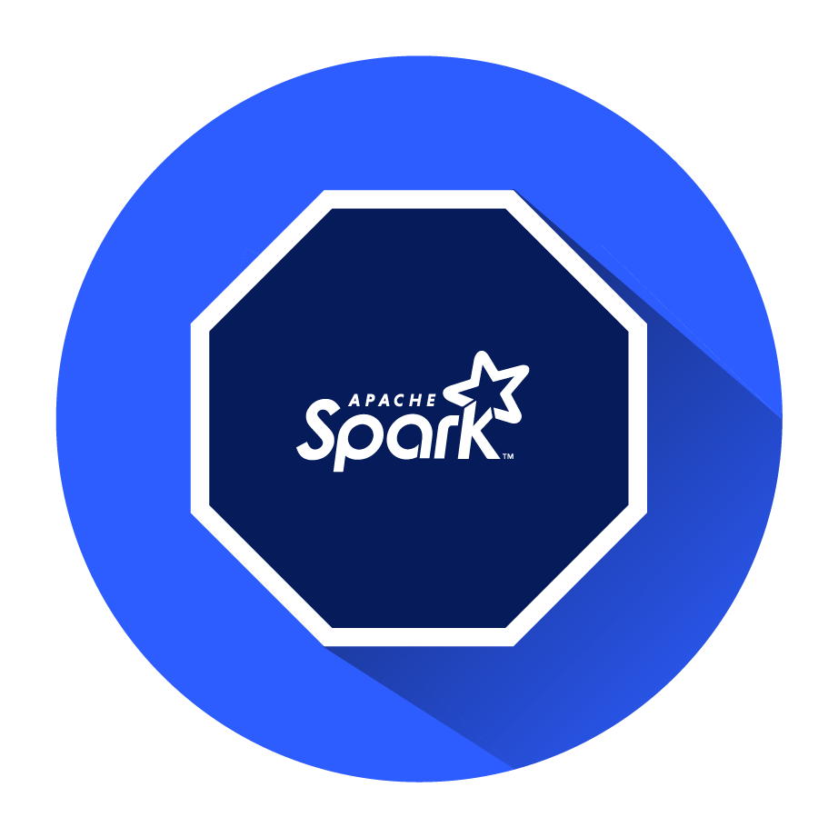 Blauer Kreis mit dem Apache Spark Logo in der Mitte.
